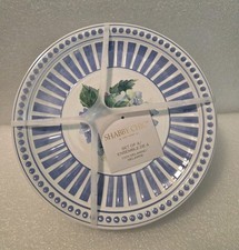 NWT 4 Shabby Chic Floral Hydrangea Blue White Melamine Plates 9" Spring Easter 