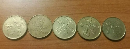 Cinque monete italiane - cinque,