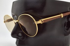 ? vintage occhiali da sole CARTIER BAGATELLE rotonda wood bubinga 1980s?Unisex