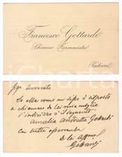 1910 ca PADOVA Francesco GOTTARDI chimico farmacista - Biglietto autografo