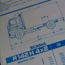 SCANIA TRUCK R142 H 4X2 AUTOTELAIO FICHE TECNICA CABINA CORTA PROFONDA 
