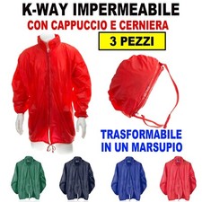 3 PEZZI K-WAY IMPERMEABILE PVC