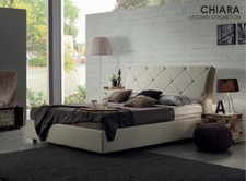 LETTO IMBOTTITO MOD.CHIARA singolo -p.mezza-matrimoniale,vari colori e tessuti.