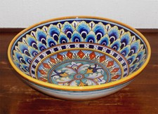 DERUTA CERAMICA GEOMETRICA PIUME DI PAVONE PASTA INSALATIERA 12" A