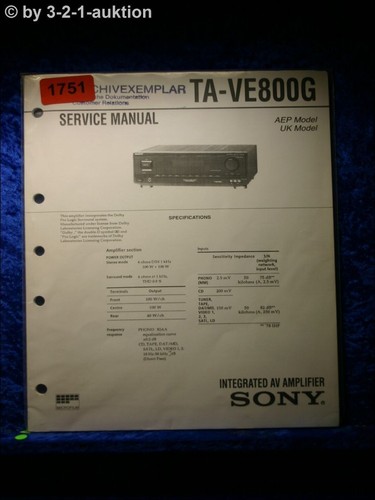 Sony service manual ve800g - sony,