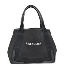 Borsa a mano BALENCIAGA logo Navy Cabas S tela pelle nera Italia 65EF883