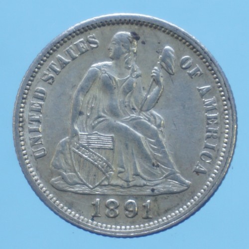 America dime 1891 seated - dime,