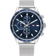 Orologio Uomo TOMMY HILFIGER MILES 1792018 Multifunzione Acciaio Mesh Blu