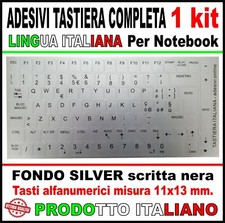 Adesivi per Tastiera Italiana Completa tasti Stickers Pc Notebook Silver Argento