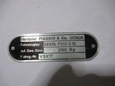 Targa ID Vespa Piaggio P200 E
