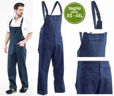 SALOPETTE DA LAVORO UOMO IN COTONE BLU PANTALONI CON PETTORINA  MECCANICO SC