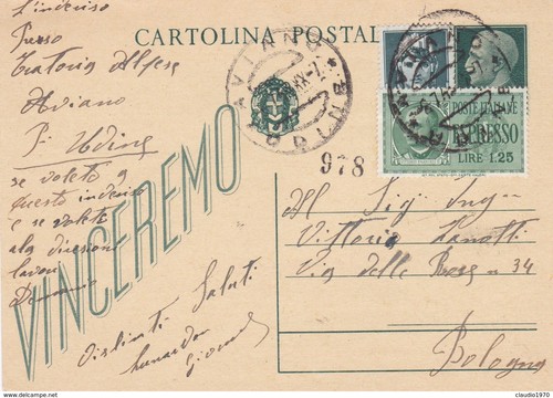 Intero postale vinceremo 15 - vinceremo,