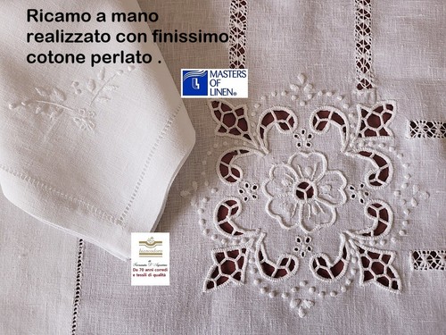 Tovaglia lino ricamo - a, mano