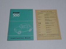 FIAT 500 LIBRETTO USO E MANUTENZIONE INSTRUCTION BOOK 1967