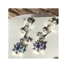 Orecchini nuovi originali Pandora viola Forget Me Not Drop Stud zirconi 290691ACZ