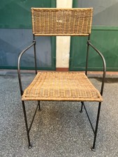 Sedia Vintage Unica in Ferro Battuto e Rattan Intrecciato