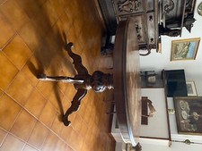 Tavolo con 6 sedie, legno noce, stile 800, rotondo 6 pers allungabile 9/10 pers