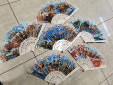 1 VENTAGLIO DI STOFFA PIZZO FESTA SEGNAPOSTO REGALO Venezia