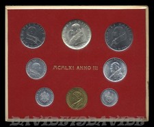 VATICANO - PAPA GIOVANNI XXIII - DIVISIONALE MONETE ANNO III 1961 - FDC