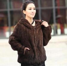 Cappotto donna casual vera vera maglia visone pelliccia cappuccio giacca outwear invernale