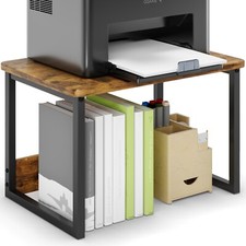 Supporto Stampante con Portaoggetti per Casa di Ufficio Scaffale per Scrivania Organizer (Marrone)