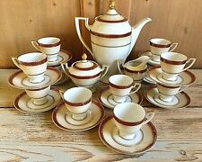 Royal Tettau Porcellana Servizio Caffé  Caffettiera lattiera zuccheriera Oro 12k