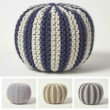 Poufe a maglia cotone poufe a righe rotondo grande sgabello ottomano grosso grosso