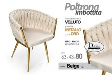 POLTRONA BEIGE SEDIA VELLUTO