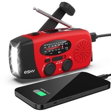 [Versione Aggiornata] Radio di Emergenza, Esky 3W Torcia LED Radio Manovella, Auto