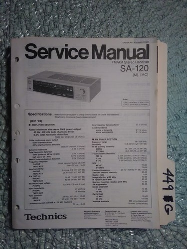 Technics 120 service - service, manual