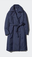 Trench lungo con cintura in piumino Uniqlo nuovo con etichette blu navy M