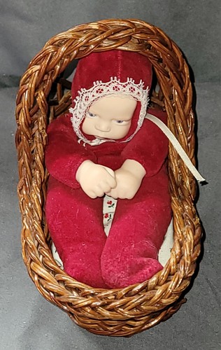 Baby wicker bassinet - wicker, red