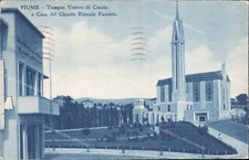 ao334 cartolina fiume tempio votivo di cosale e casa del circolo rionale croazia