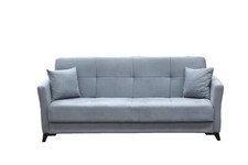 Divano Letto 3 Posti Loren 210x88x82 cm Velluto 79-003 Grigio LOREN-3P DecHome