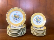Bernardaud Limoges "Borghese" set di 12 piatti da pranzo e 12 insalata, bordo giallo
