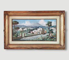Paesaggio Primavera Napoletana con Vesuvio Dipinto Olio su Tela Originale Firmato