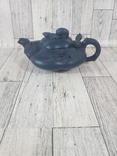 YiXing Zisha teiera in argilla marcata WANG Yinxian 王寅仙款民国绿南瓜壶 foglie blu