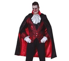 MANTELLO 115 CM VAMPIRO CAPA HALLOWEEN CARNEVALE GUIRCA DRACULA  NERO E ROSSO