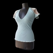 Top Paola Frani maglia manica corta blu Made in Italy vintage Y2K taglia S-M