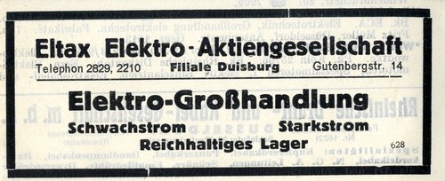 Eltax elektro duisburg - elektro-, a.g.