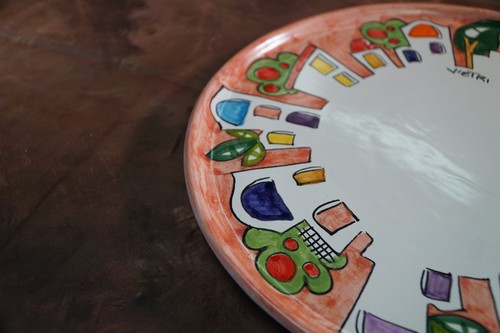 Piatto pizza decoro casette - piatto,