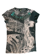 JUST CAVALLI SCOLLYWOOD T-Shirt da Donna Maglietta Maglia Manica Corta Slim Tg S