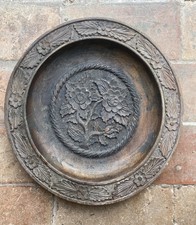 Vintage wooden plate carved
