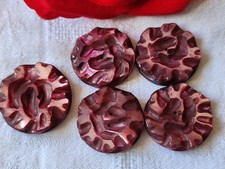 Lotto 5 Bottoni Antichi IN Madreperla Spesso Rosa 2,5 E 2,7 CM (1 ] ) Rif. 5972