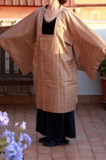 MICHIYUKI USATO 100% SETA BEIGE KIMONO GIACCA GIAPPONESE MADE IN JAPAN TN1