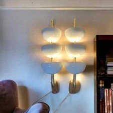 Coppia rare applique 3 ciotole stile italiano Stilnovo metà secolo lampade da parete