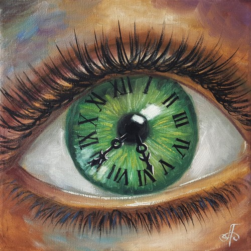 Orologio occhio verde surreale - occhio,