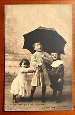 Cartolina - Bambini sotto la pioggia - anno 1900 - Viaggiata