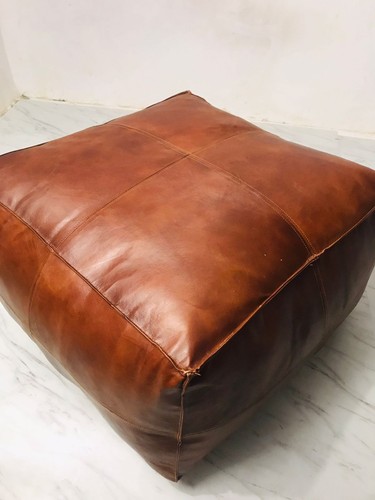 Pouf pelle marrone ottomano - pouf, in