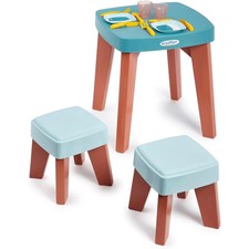Tavolo Gioco per Bambini con 2 Sgabelli e Set da Tavola Ecoiffier 1-3 Anni